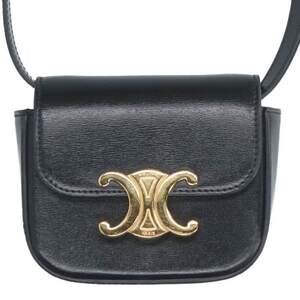 Celine Claude Triomphe Shoulder Bag Black Gold